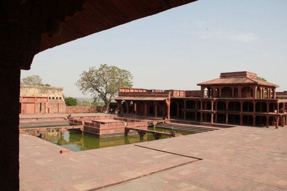 Fatehpur-Sikri - Anup Talao (bassin) et Diwan Khana i Khas (appartements privés)