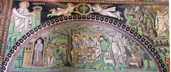 Basilica San Vitale (VI), Fresque byzantine - Sacrifice d'Abraham